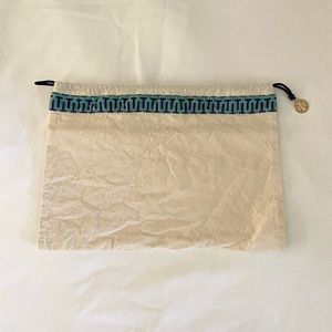 New Tory Burch Small Dustbag Cover Cotton Canvas W/Charm 13.25”L X 9.25”W